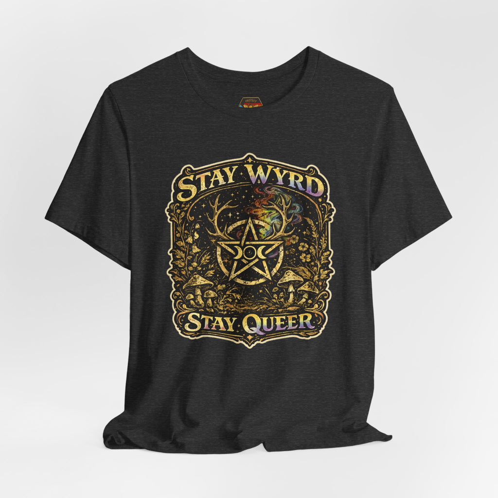 PNG of Stay Wyrd Stay Queer pentagram witch design T-Shirt | occult pride tee