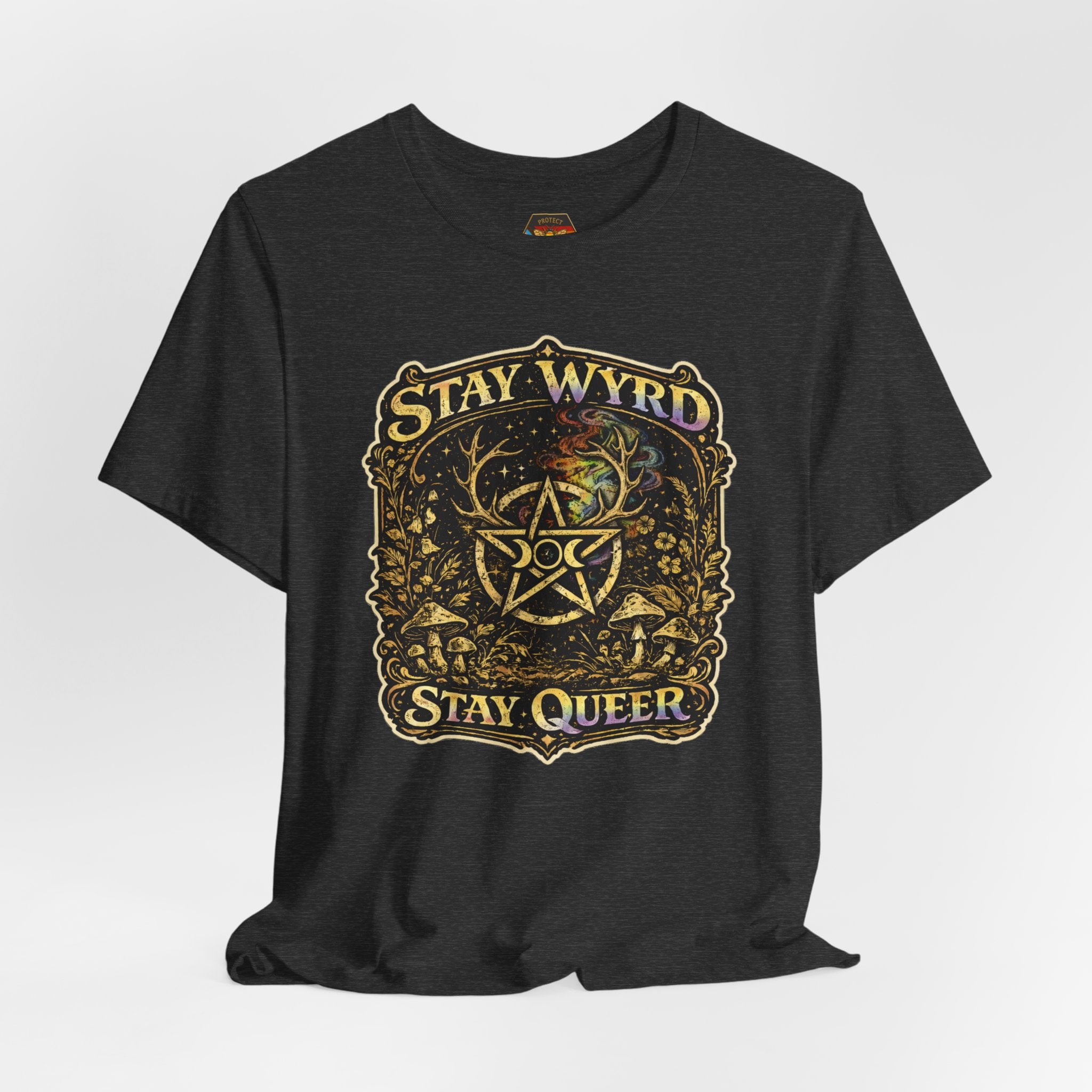 PNG of Stay Wyrd Stay Queer pentagram witch design T-Shirt | occult pride tee