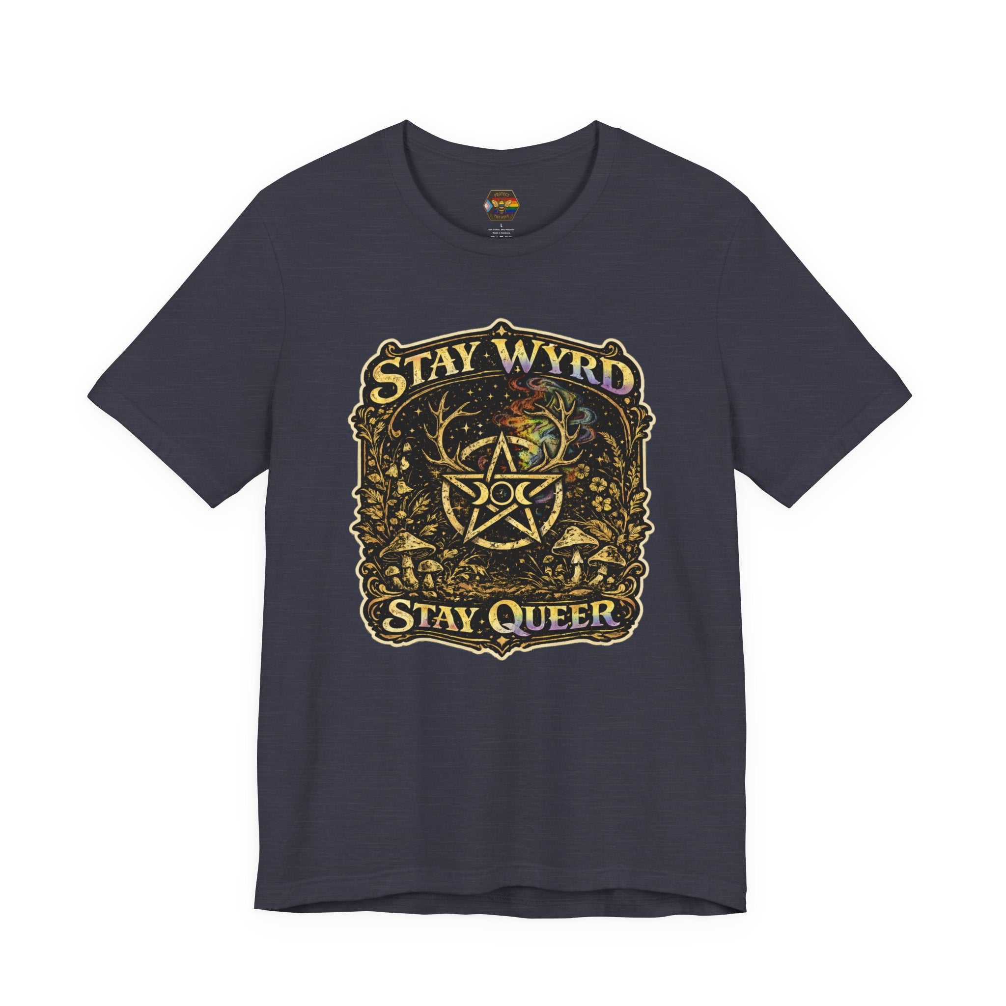PNG of Stay Wyrd Stay Queer pentagram witch design T-Shirt | occult pride tee