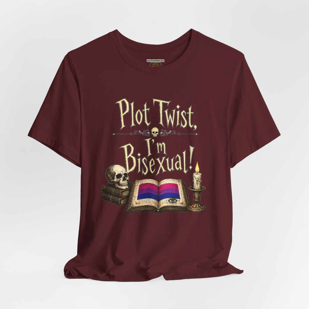 Plot Twist I'm Bisexual Shirt, Dark Academia Aesthetic Tee, Gothic Vintage LGBTQ Pride Shirt, Book Lover Gift, Witchy Academia Tee