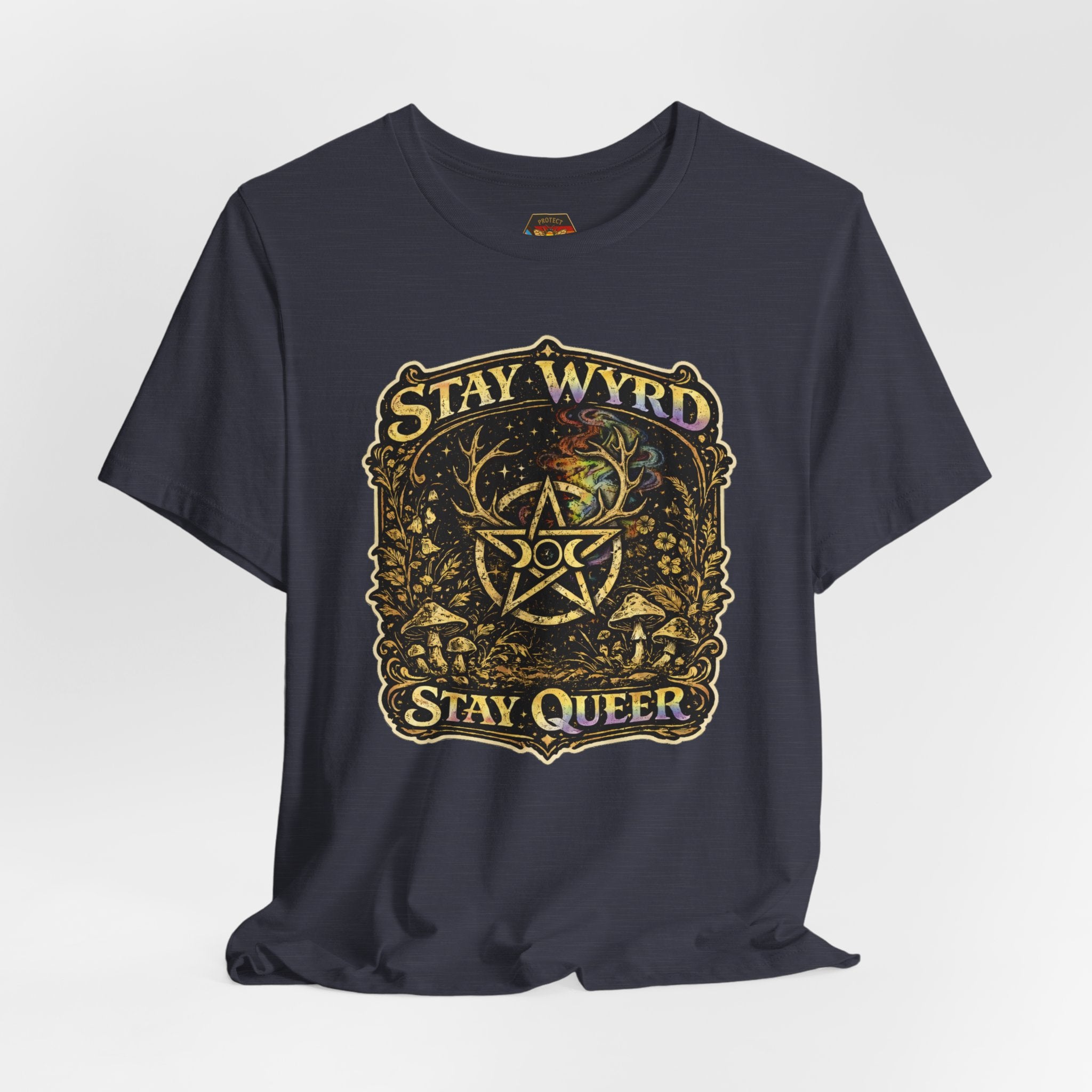 PNG of Stay Wyrd Stay Queer pentagram witch design T-Shirt | occult pride tee
