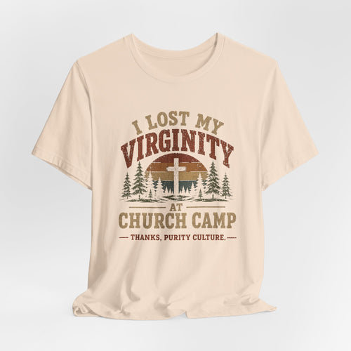 I Lost My Virginity at Church Camp T-Shirt | Vintage Religious Satire Tee