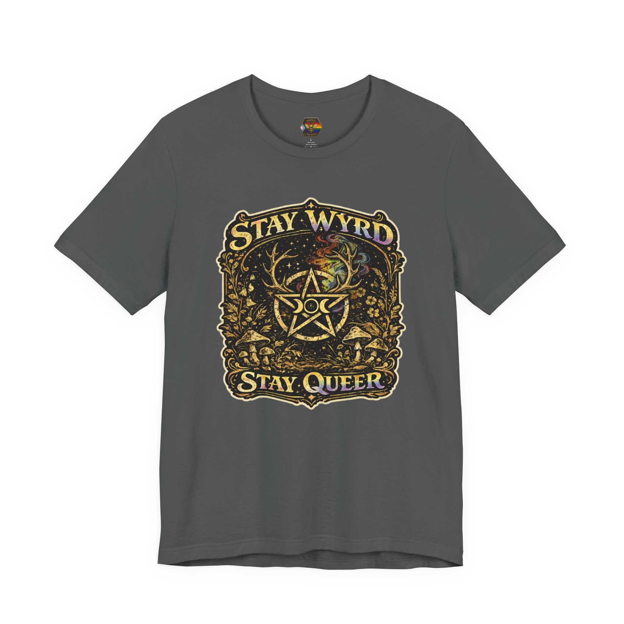 PNG of Stay Wyrd Stay Queer pentagram witch design T-Shirt | occult pride tee