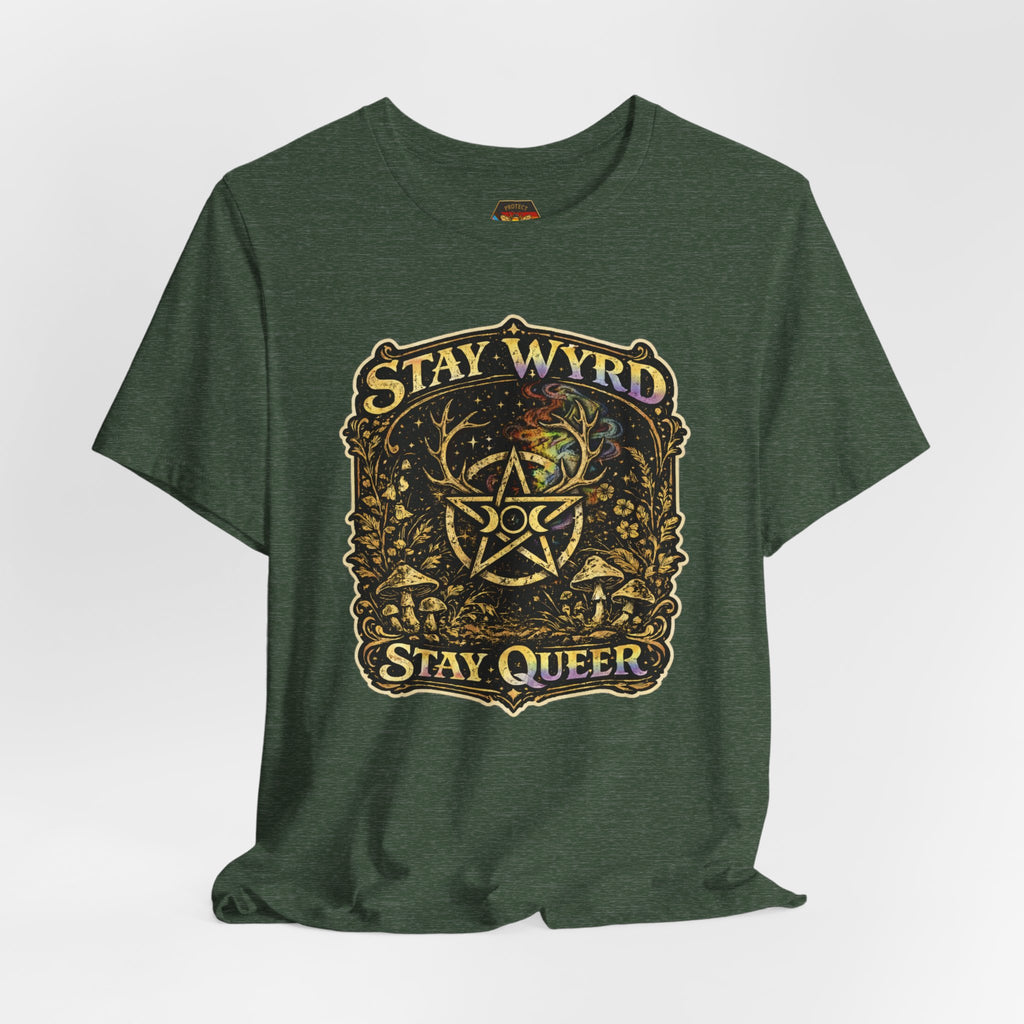 PNG of Stay Wyrd Stay Queer pentagram witch design T-Shirt | occult pride tee