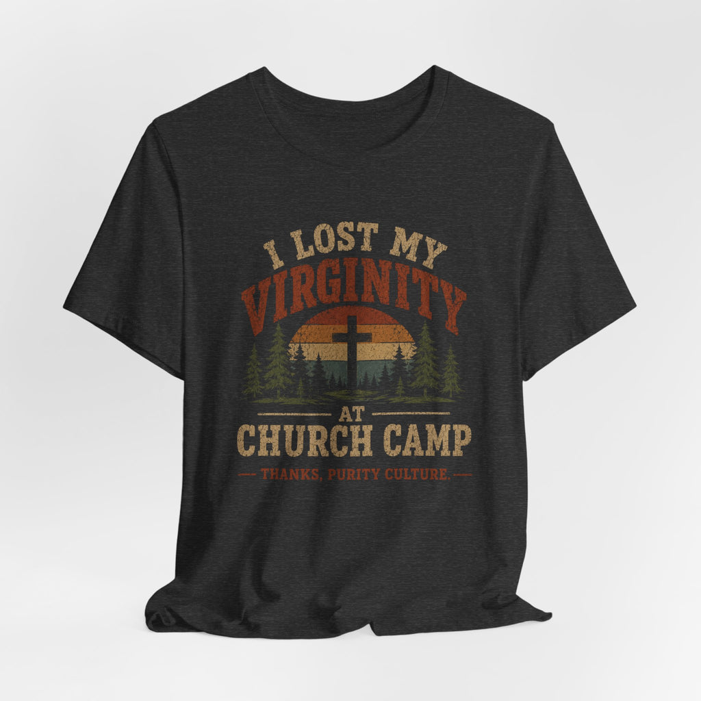 I Lost My Virginity at Church Camp T-Shirt | Vintage Religious Satire Tee