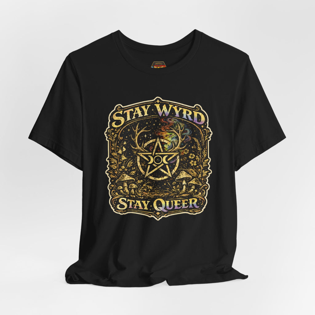 PNG of Stay Wyrd Stay Queer pentagram witch design T-Shirt | occult pride tee