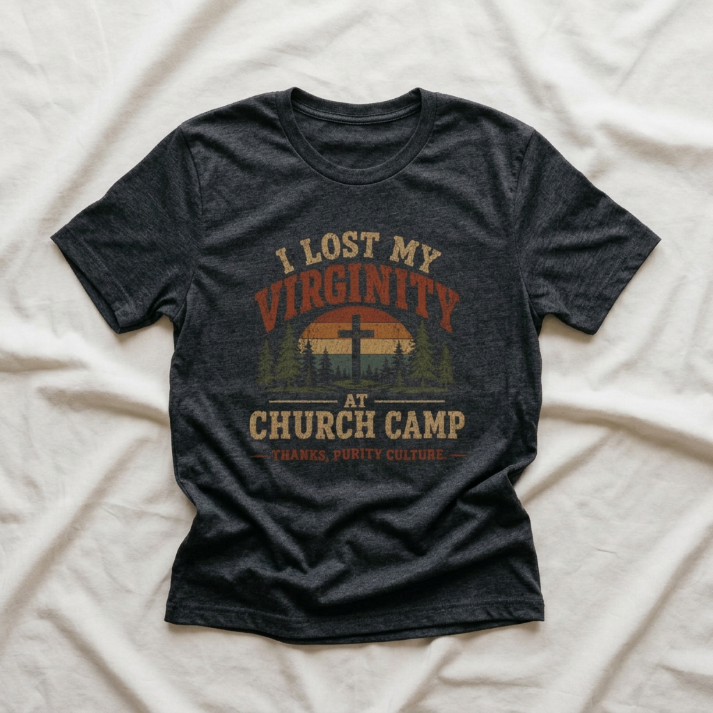 I Lost My Virginity at Church Camp T-Shirt | Vintage Religious Satire Tee