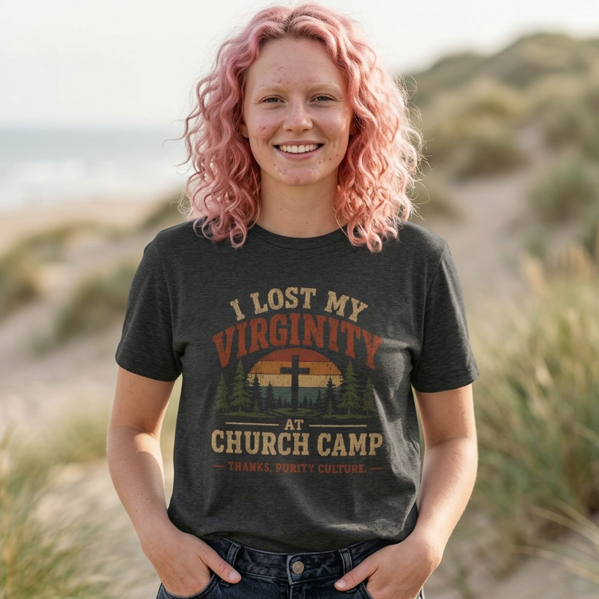 I Lost My Virginity at Church Camp T-Shirt | Vintage Religious Satire Tee