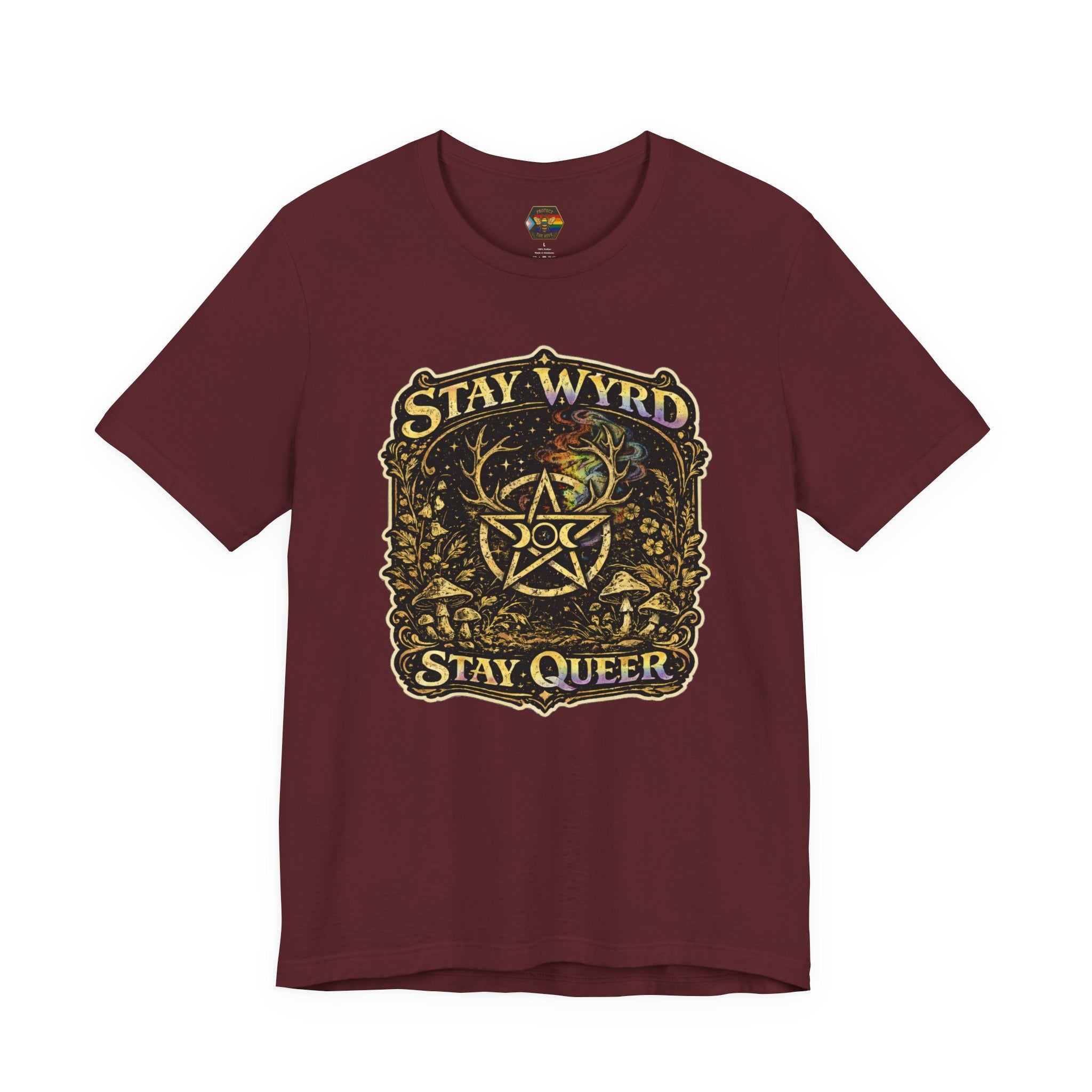PNG of Stay Wyrd Stay Queer pentagram witch design T-Shirt | occult pride tee
