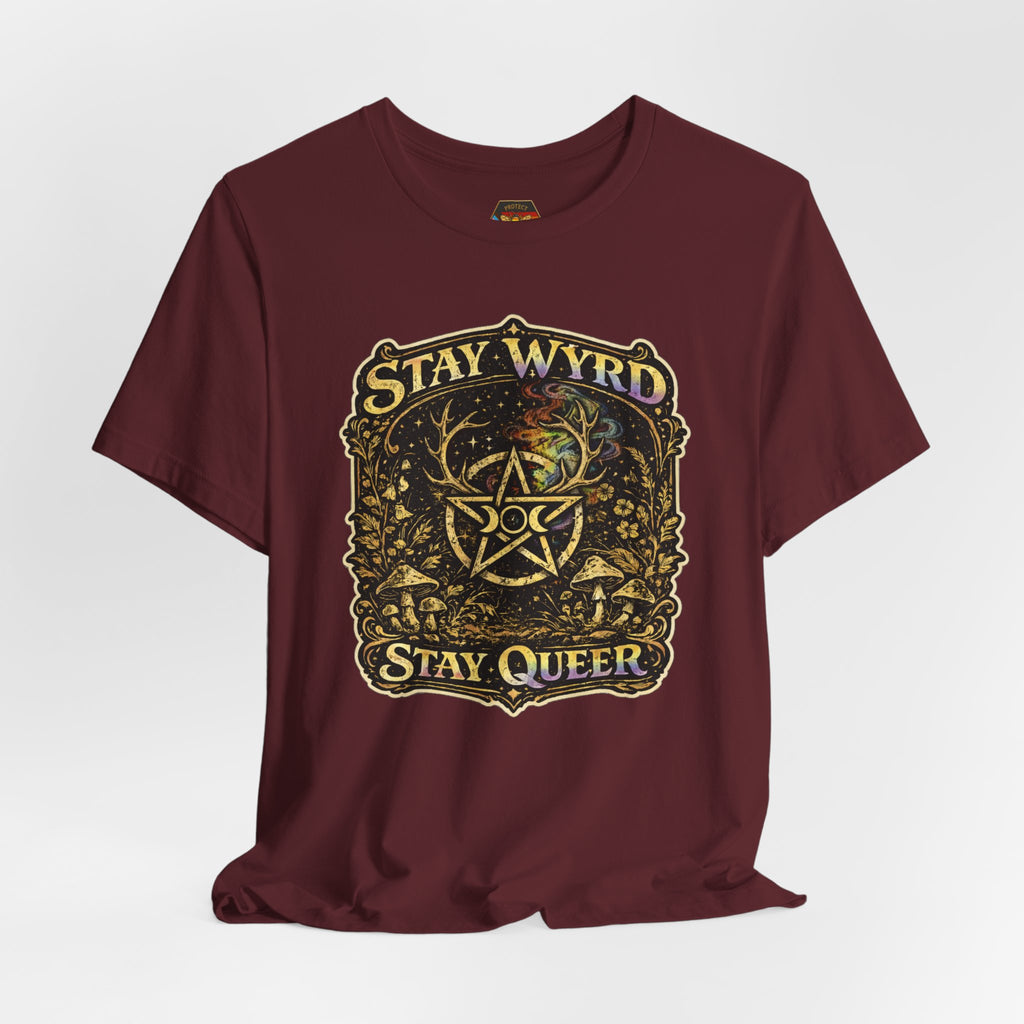 PNG of Stay Wyrd Stay Queer pentagram witch design T-Shirt | occult pride tee