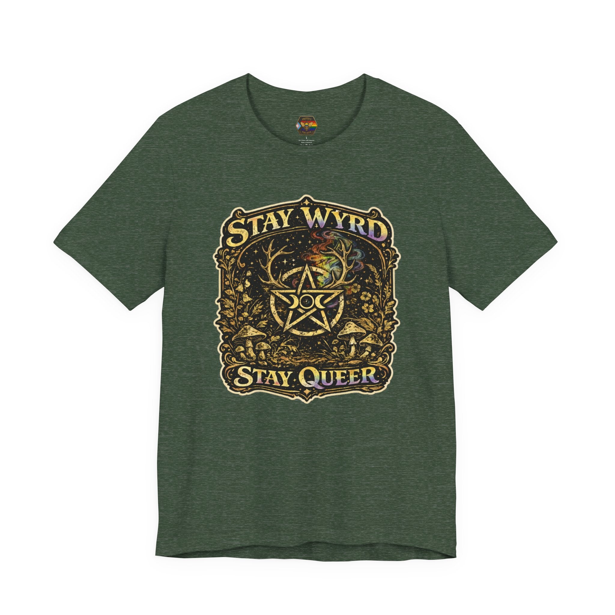 PNG of Stay Wyrd Stay Queer pentagram witch design T-Shirt | occult pride tee