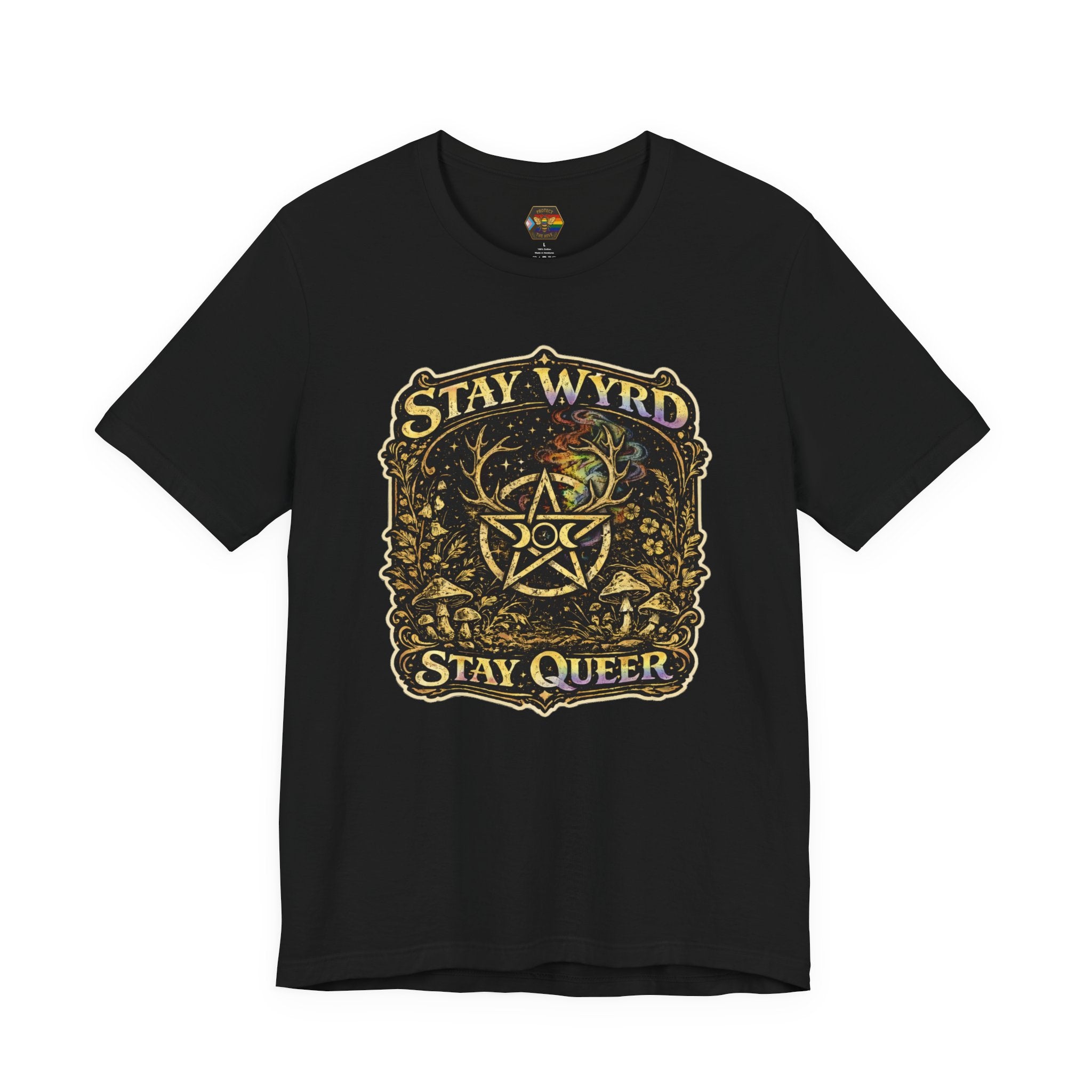 PNG of Stay Wyrd Stay Queer pentagram witch design T-Shirt | occult pride tee