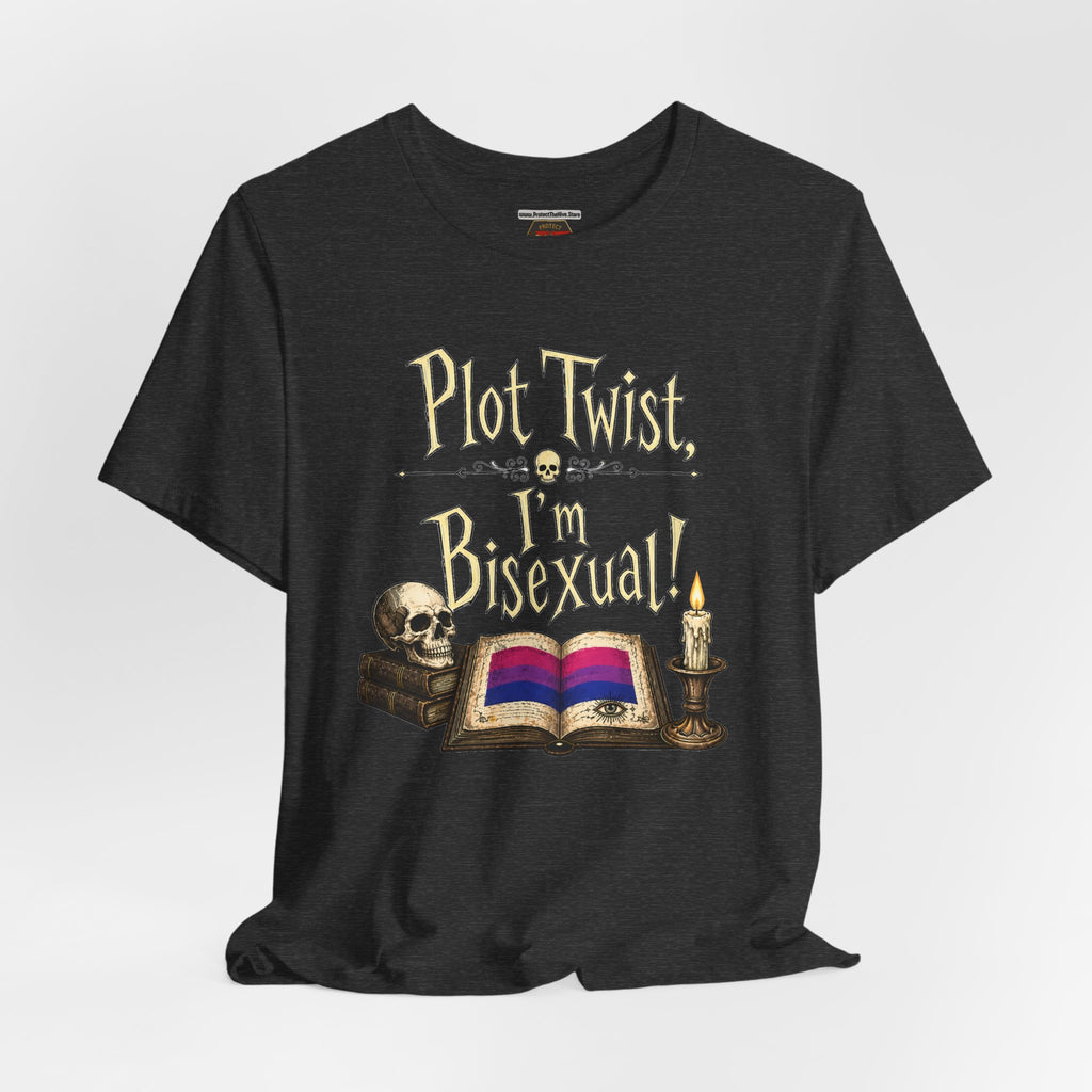 Plot Twist I'm Bisexual Shirt, Dark Academia Aesthetic Tee, Gothic Vintage LGBTQ Pride Shirt, Book Lover Gift, Witchy Academia Tee