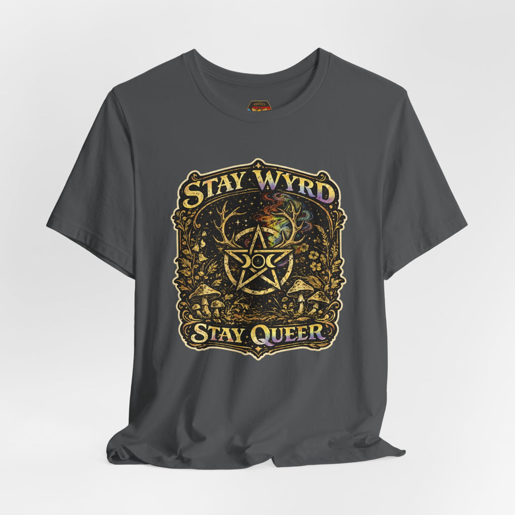 PNG of Stay Wyrd Stay Queer pentagram witch design T-Shirt | occult pride tee