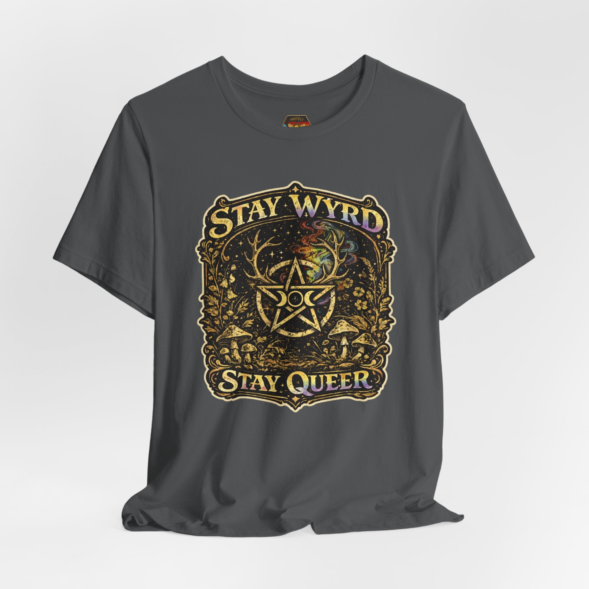PNG of Stay Wyrd Stay Queer pentagram witch design T-Shirt | occult pride tee