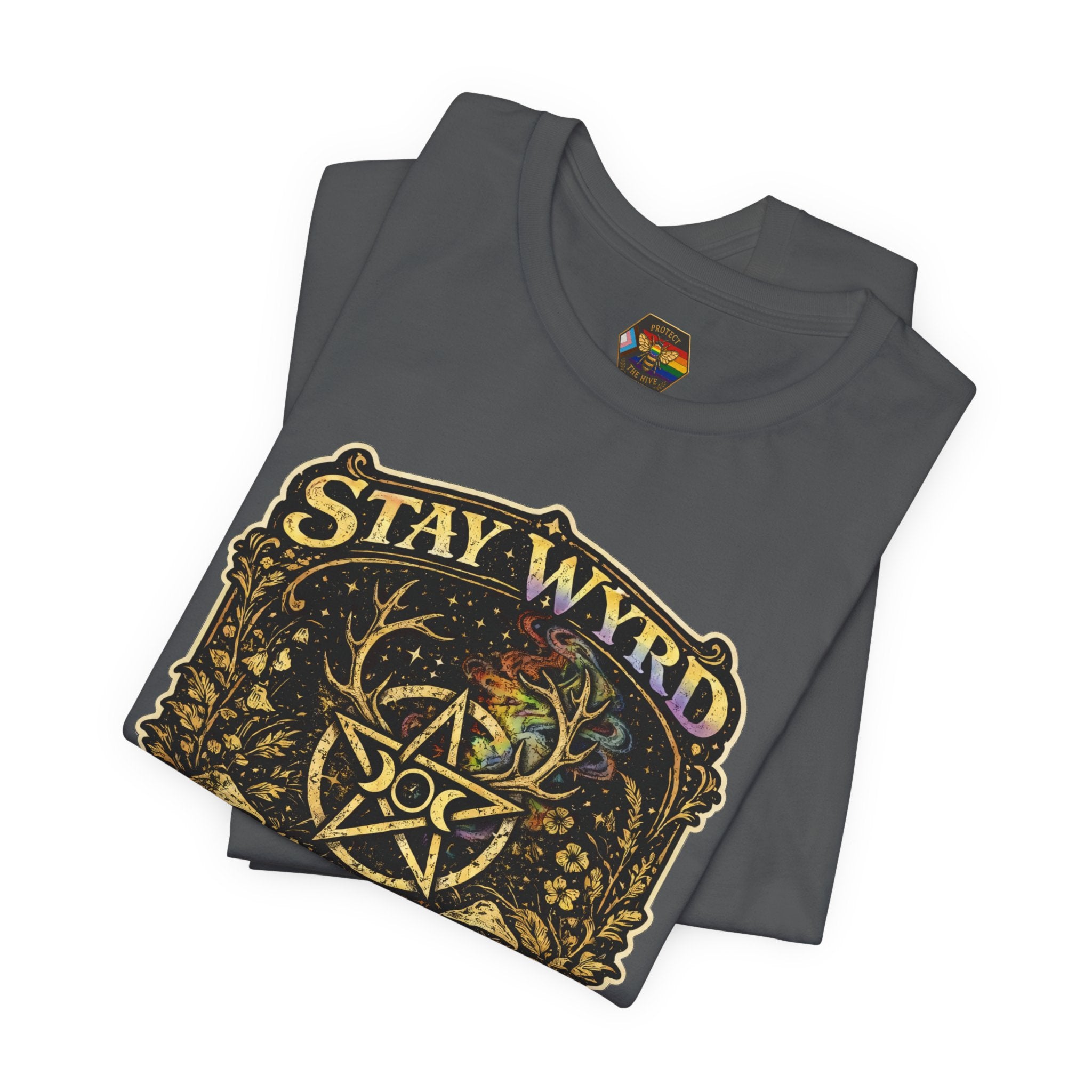 PNG of Stay Wyrd Stay Queer pentagram witch design T-Shirt | occult pride tee