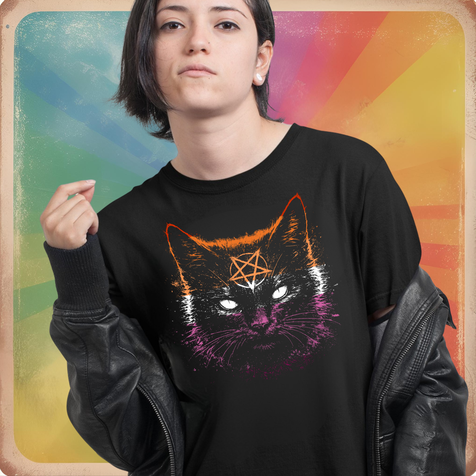 Lesbian Pride Black Cat T-Shirt | Nine Lives. One Pride.