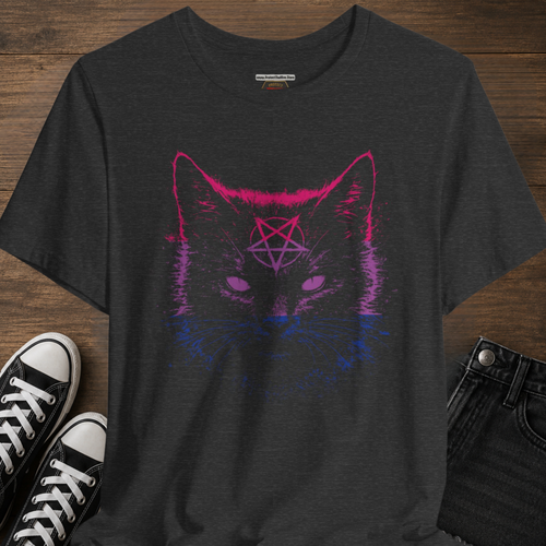 Bisexual Pride Black Cat T-Shirt | Nine Lives. One Pride.