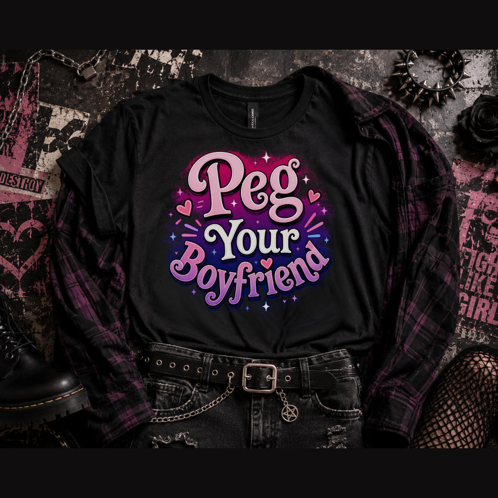 Peg Your Boyfriend Retro T-Shirt | Funny Adult Graphic Tee | Vintage Distressed Pride Shirt | LGBTQ+ Gift | Bella Canvas 3001