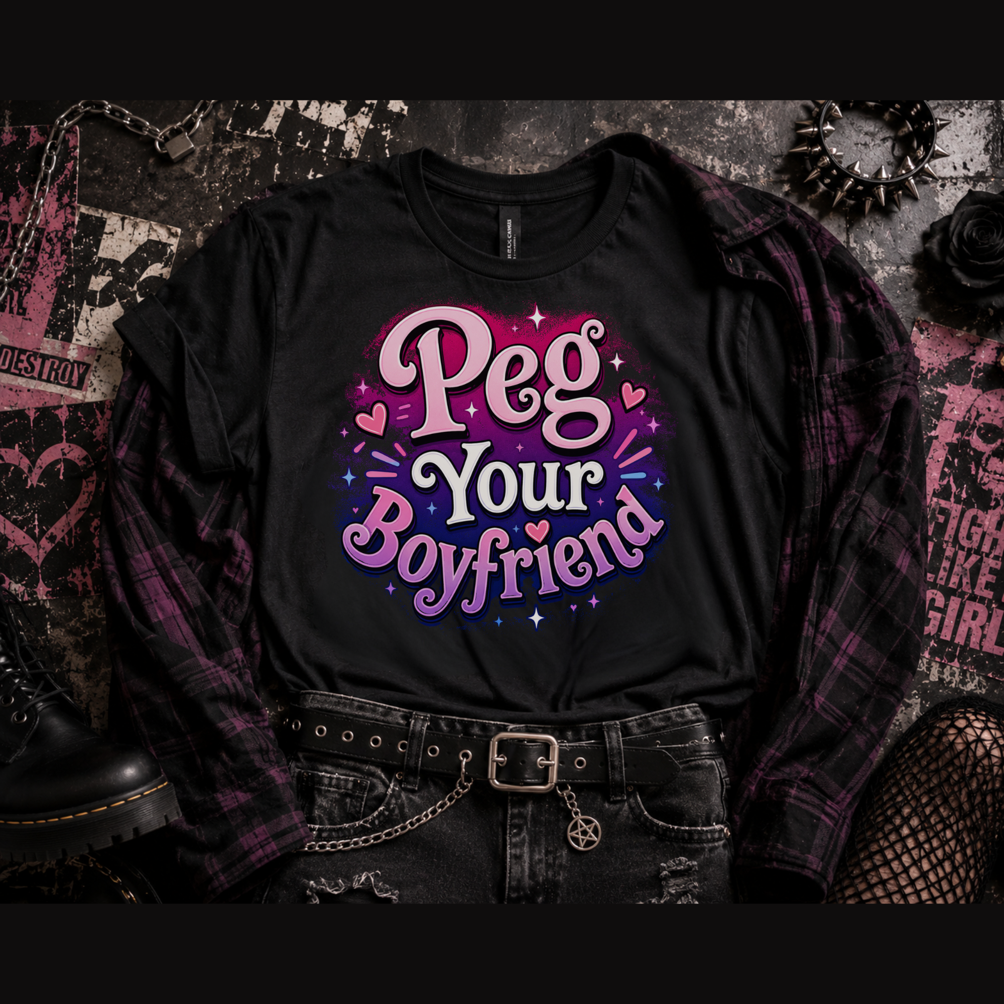 Peg Your Boyfriend Retro T-Shirt | Funny Adult Graphic Tee | Vintage Distressed Pride Shirt | LGBTQ+ Gift | Bella Canvas 3001