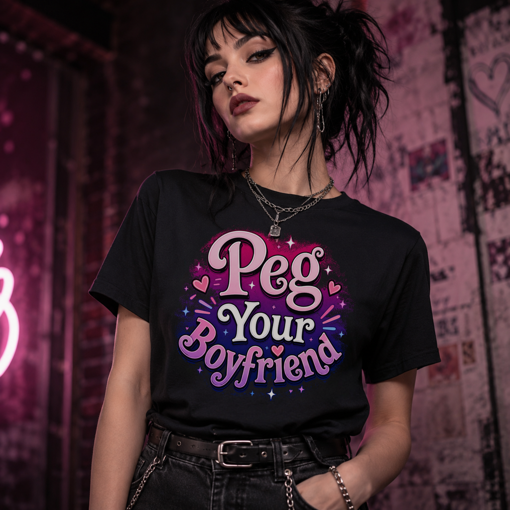Peg Your Boyfriend Retro T-Shirt | Funny Adult Graphic Tee | Vintage Distressed Pride Shirt | LGBTQ+ Gift | Bella Canvas 3001