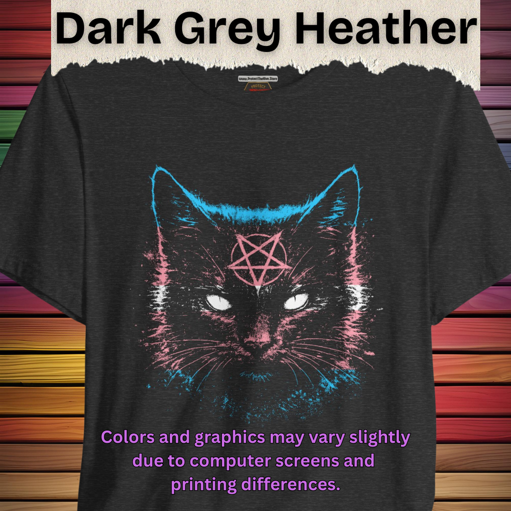Transgender Pride Black Cat T-Shirt | Nine Lives. One Pride.