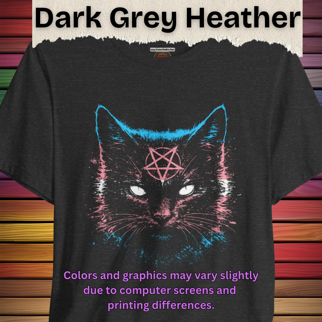 Transgender Pride Black Cat T-Shirt | Nine Lives. One Pride.