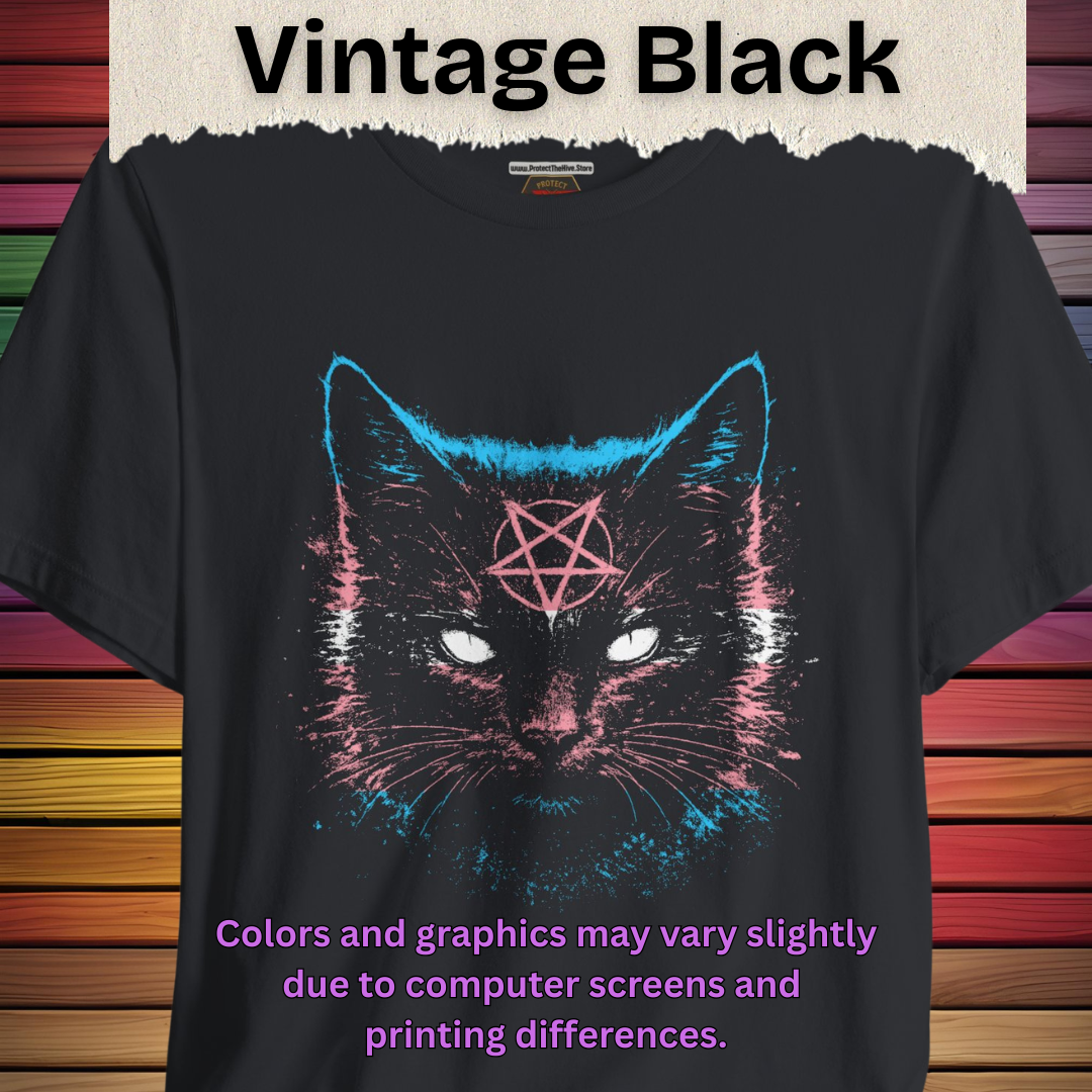 Transgender Pride Black Cat T-Shirt | Nine Lives. One Pride.