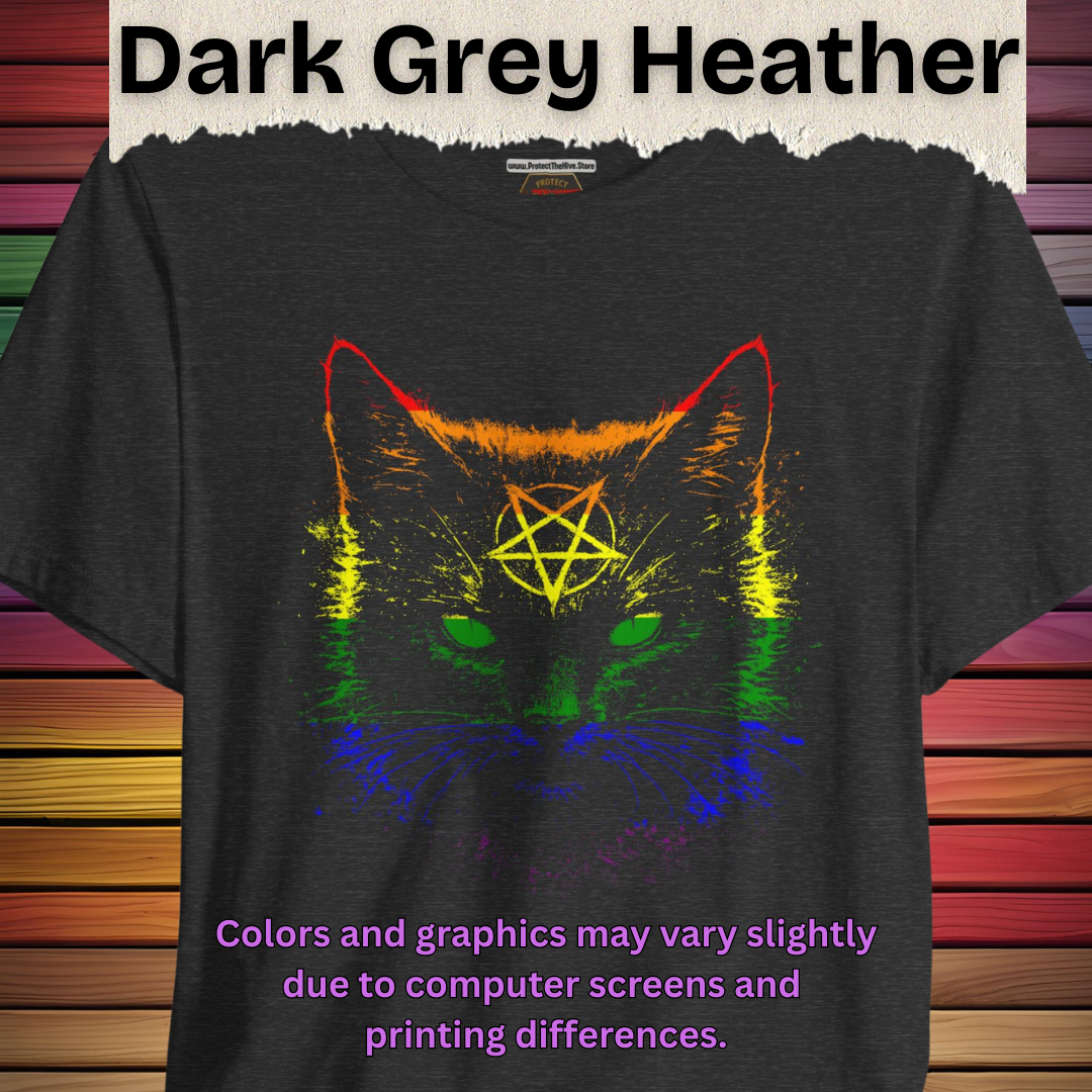 Rainbow Pride Black Cat T-Shirt | Nine Lives. One Pride.
