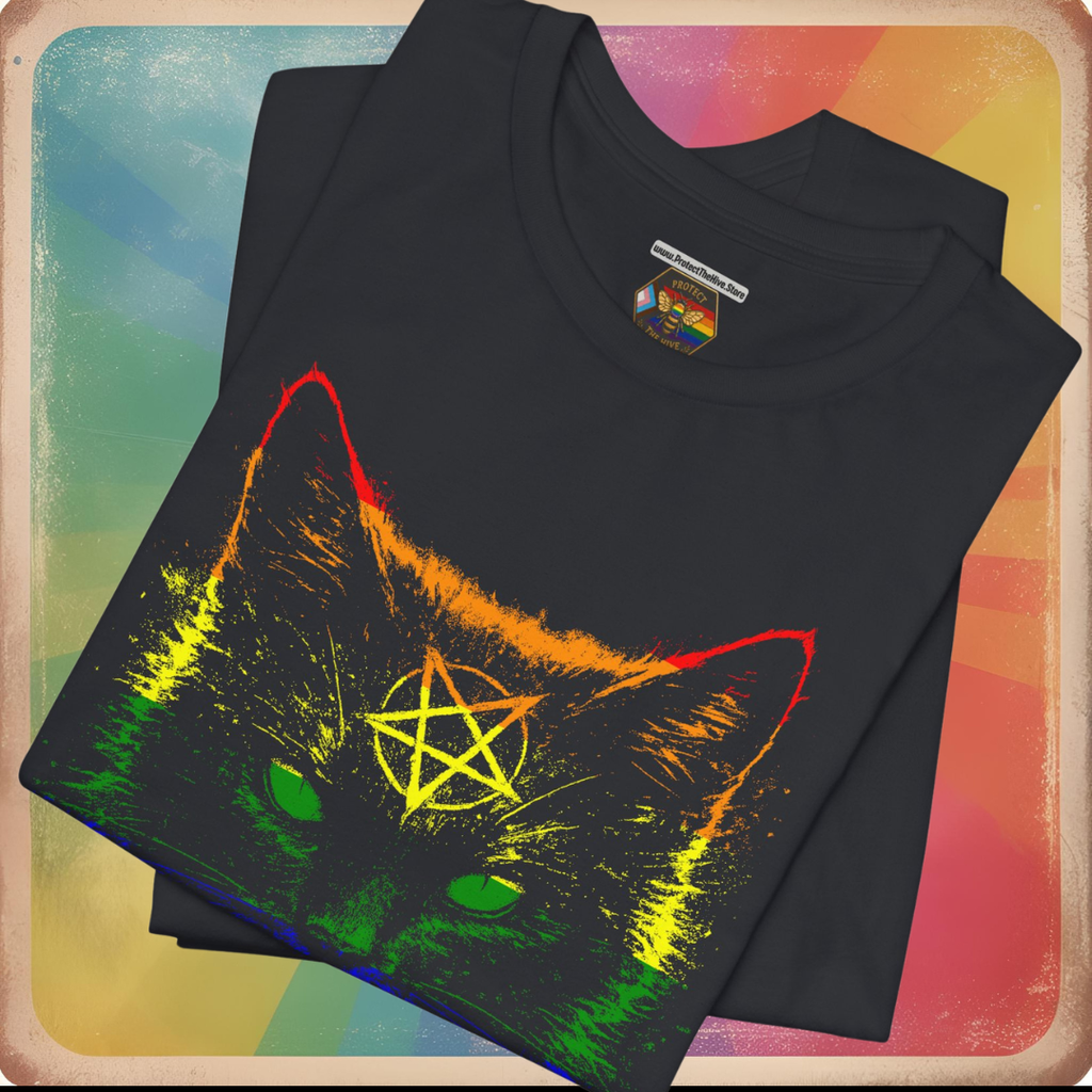 Rainbow Pride Black Cat T-Shirt | Nine Lives. One Pride.