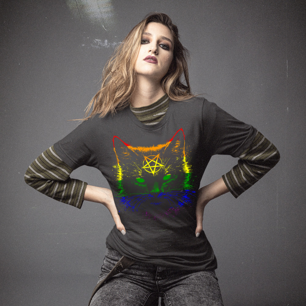 Rainbow Pride Black Cat T-Shirt | Nine Lives. One Pride.