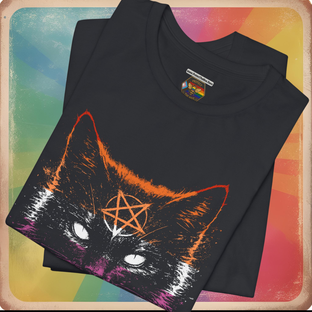 Lesbian Pride Black Cat T-Shirt | Nine Lives. One Pride.