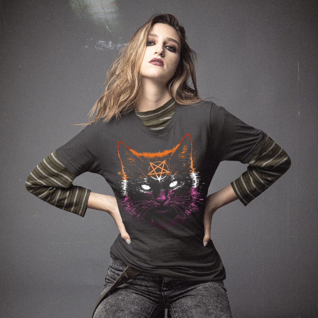 Lesbian Pride Black Cat T-Shirt | Nine Lives. One Pride.