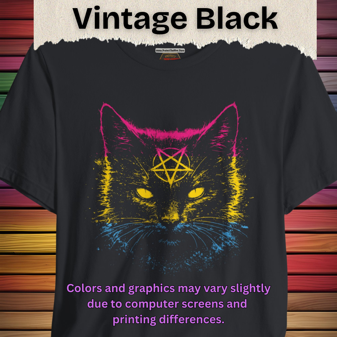 Pansexual Pride Black Cat T-Shirt | Nine Lives. One Pride.