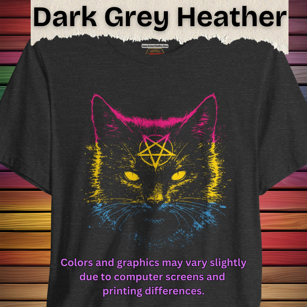 Pansexual Pride Black Cat T-Shirt | Nine Lives. One Pride.
