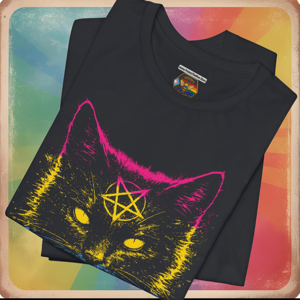 Pansexual Pride Black Cat T-Shirt | Nine Lives. One Pride.