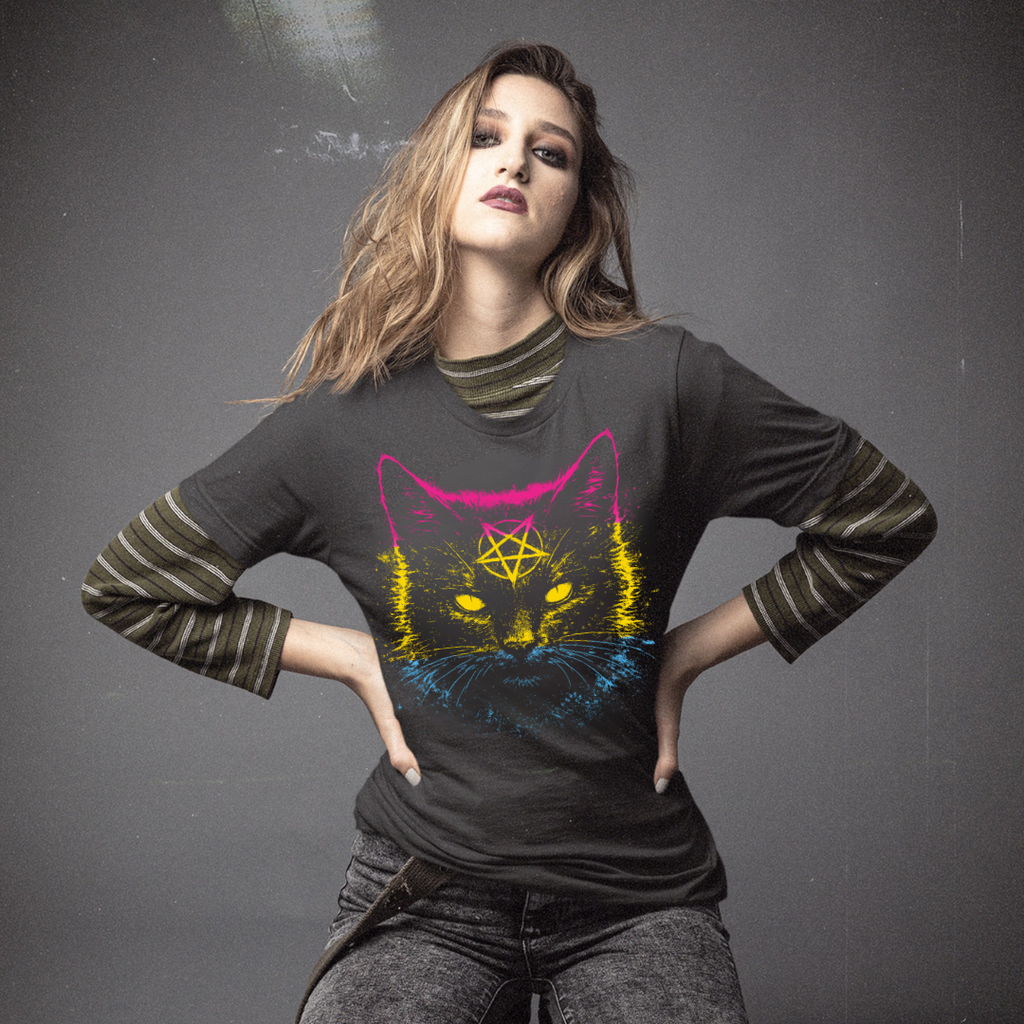 Pansexual Pride Black Cat T-Shirt | Nine Lives. One Pride.