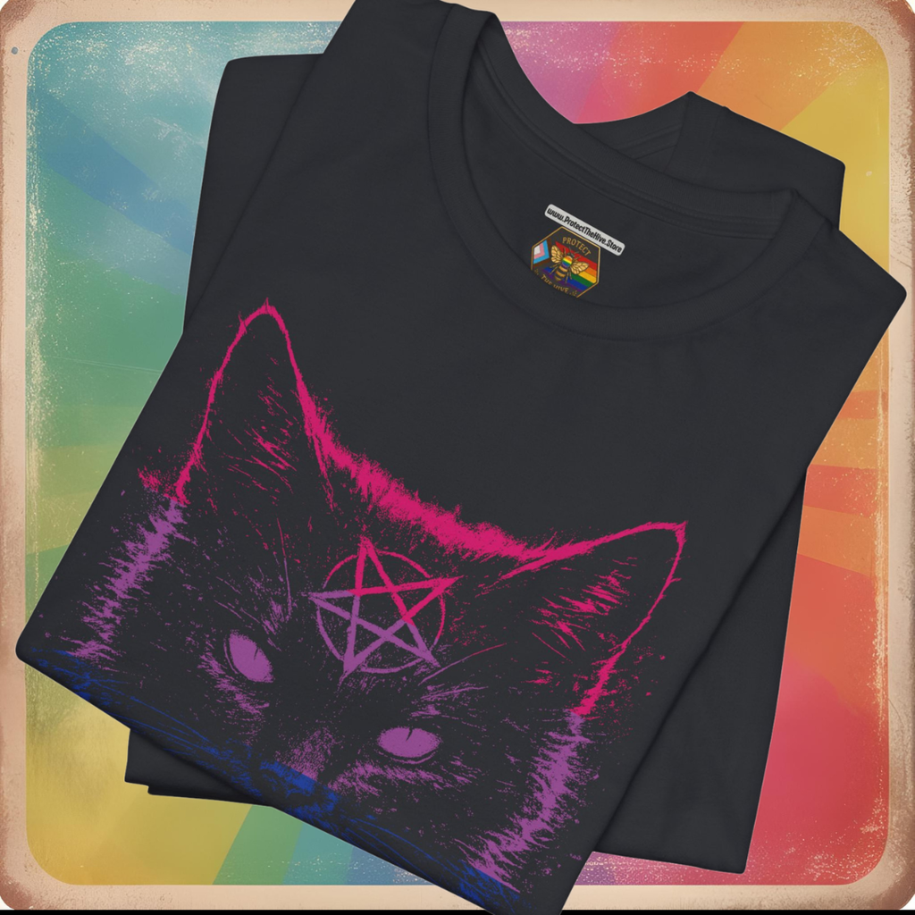 Bisexual Pride Black Cat T-Shirt | Nine Lives. One Pride.