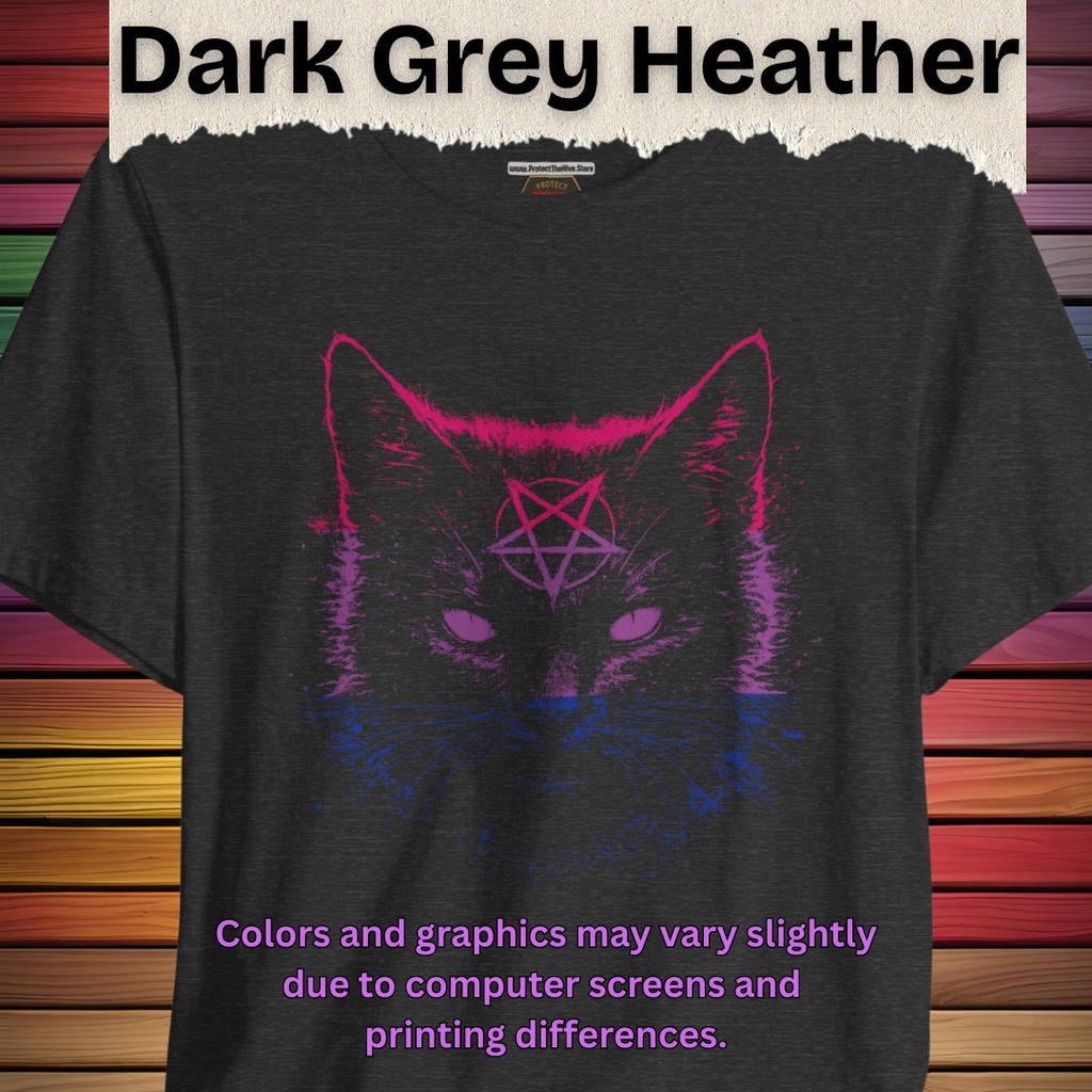Bisexual Pride Black Cat T-Shirt | Nine Lives. One Pride.