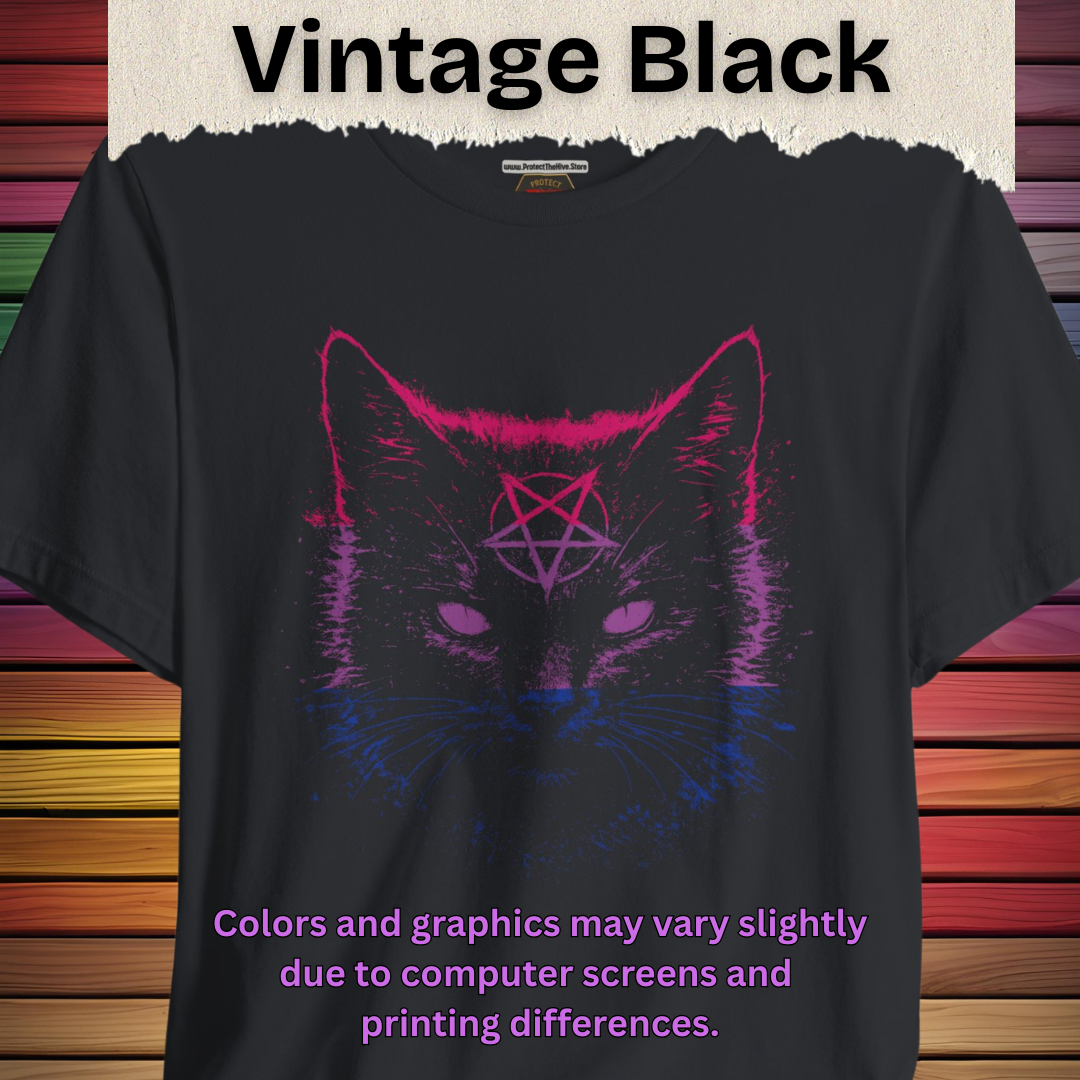 Bisexual Pride Black Cat T-Shirt | Nine Lives. One Pride.