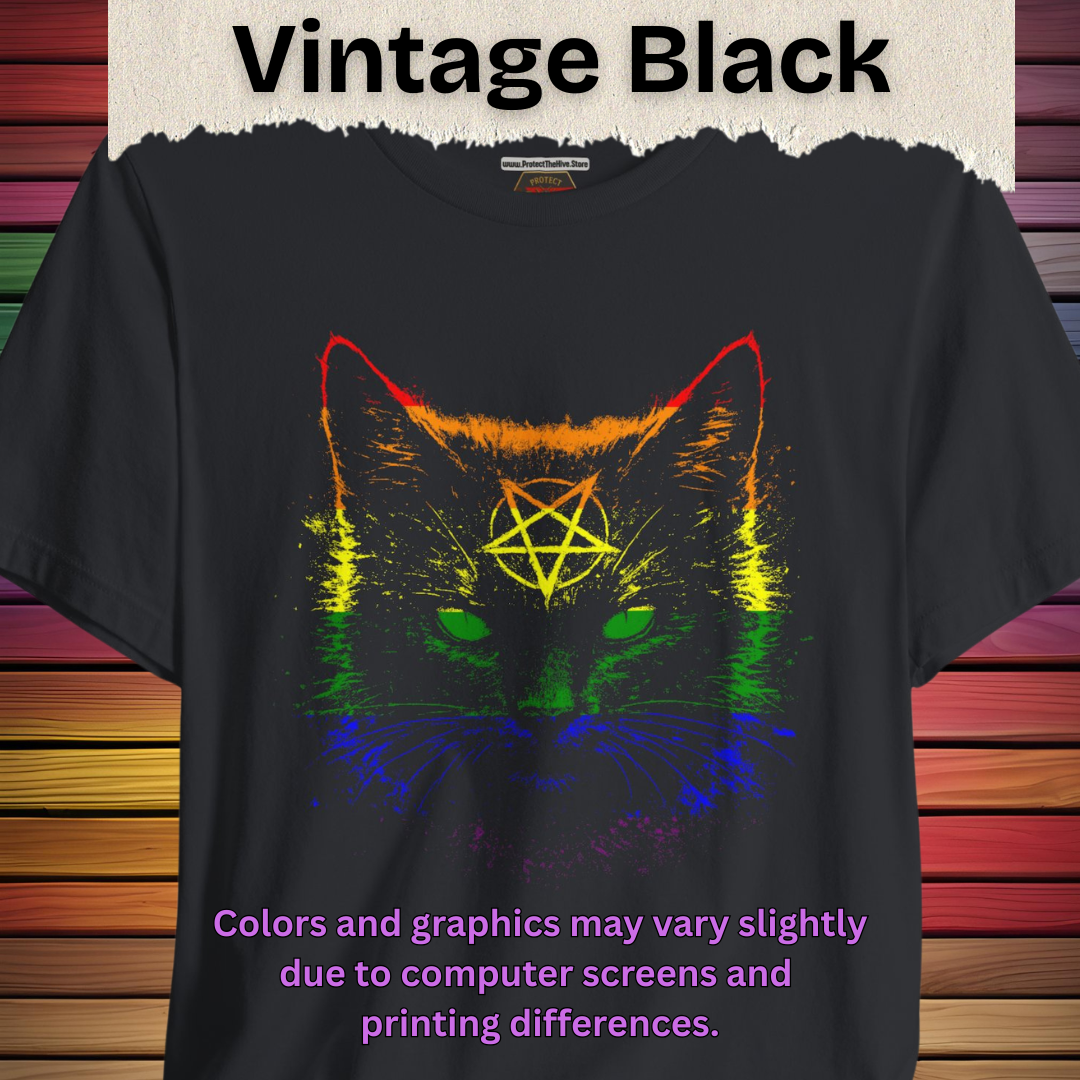 Rainbow Pride Black Cat T-Shirt | Nine Lives. One Pride.