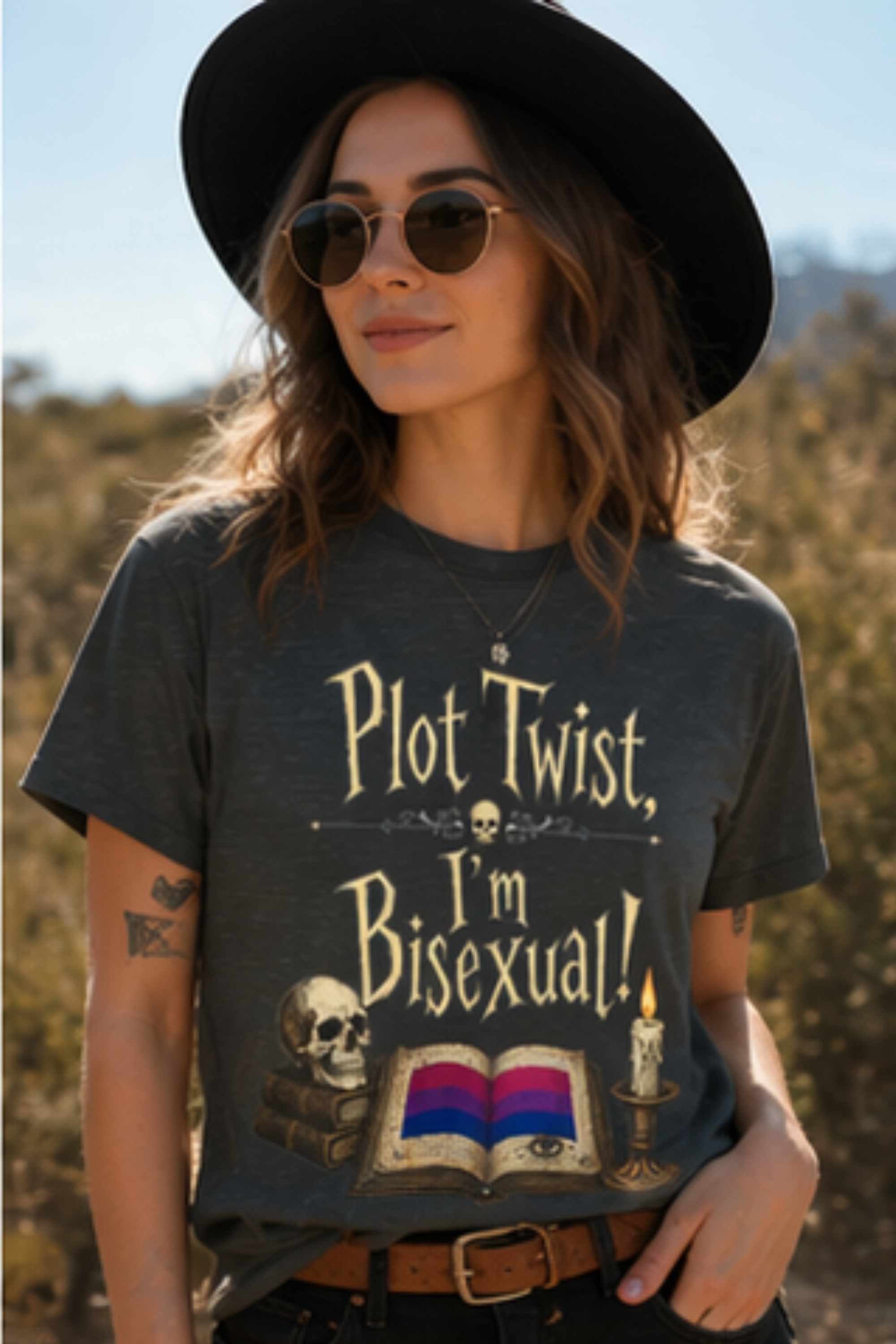 Plot Twist I'm Bisexual Shirt, Dark Academia Aesthetic Tee, Gothic Vintage LGBTQ Pride Shirt, Book Lover Gift, Witchy Academia Tee