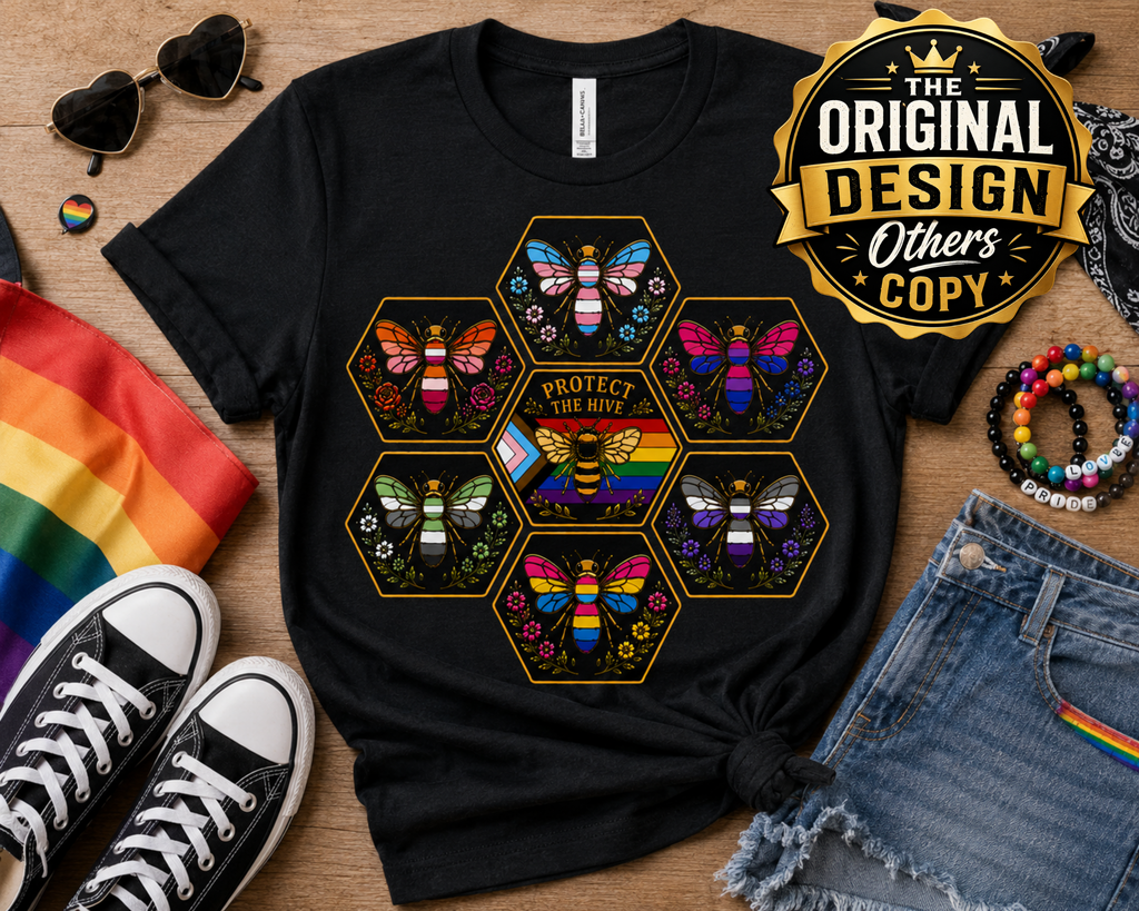 Protect the Hive Pride Shirt, LGBTQ Bee T Shirt, Queer Community Tee, Nature Inspired Pride Apparel, Pride Gift