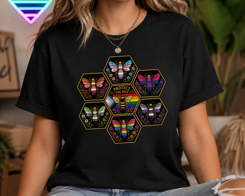 Protect the Hive Pride Shirt, LGBTQ Bee T Shirt, Queer Community Tee, Nature Inspired Pride Apparel, Pride Gift