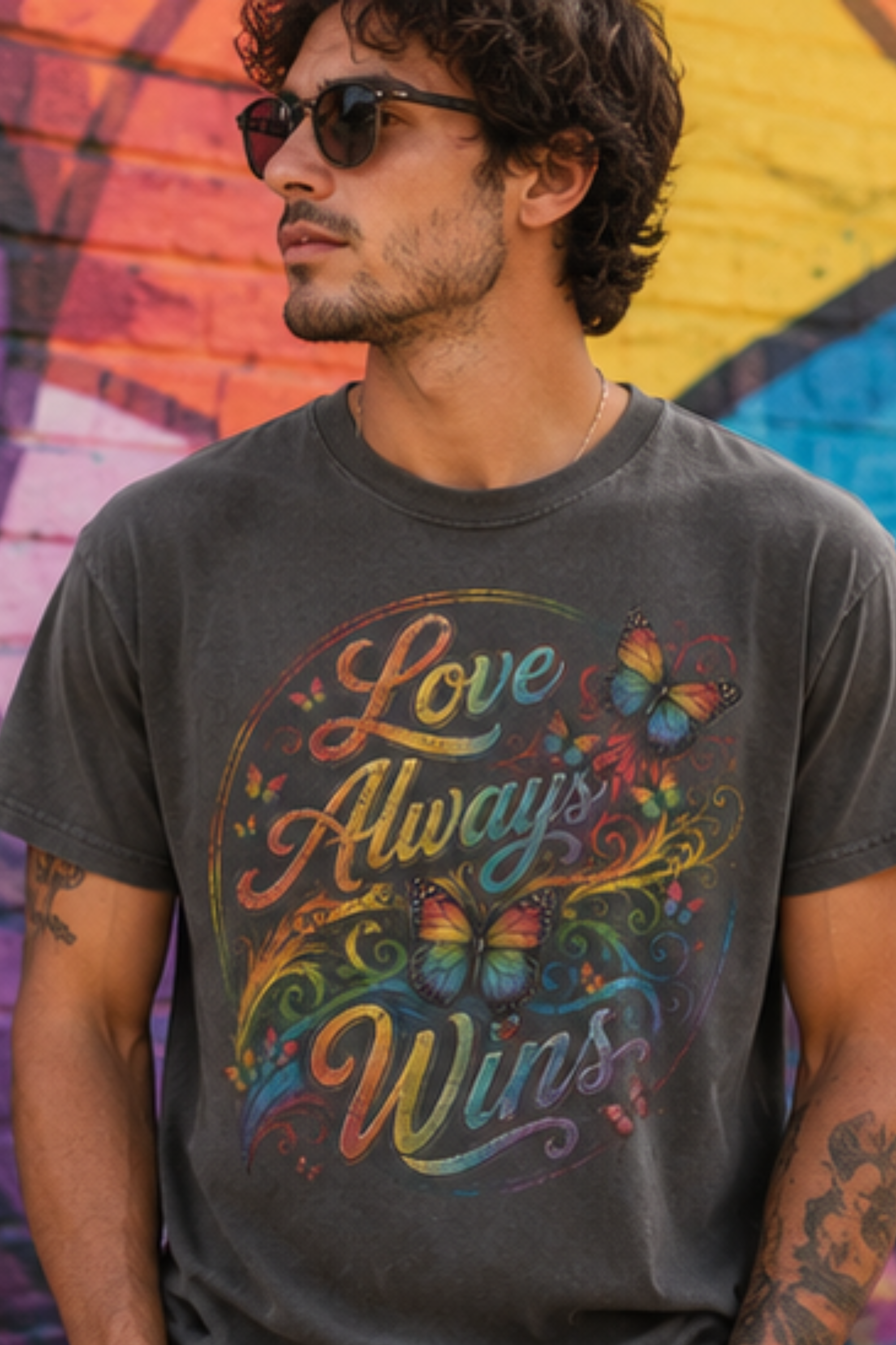 Vintage LGBTQ Shirt | Rainbow Butterfly Graphic Tee | Inspirational Pride Apparel