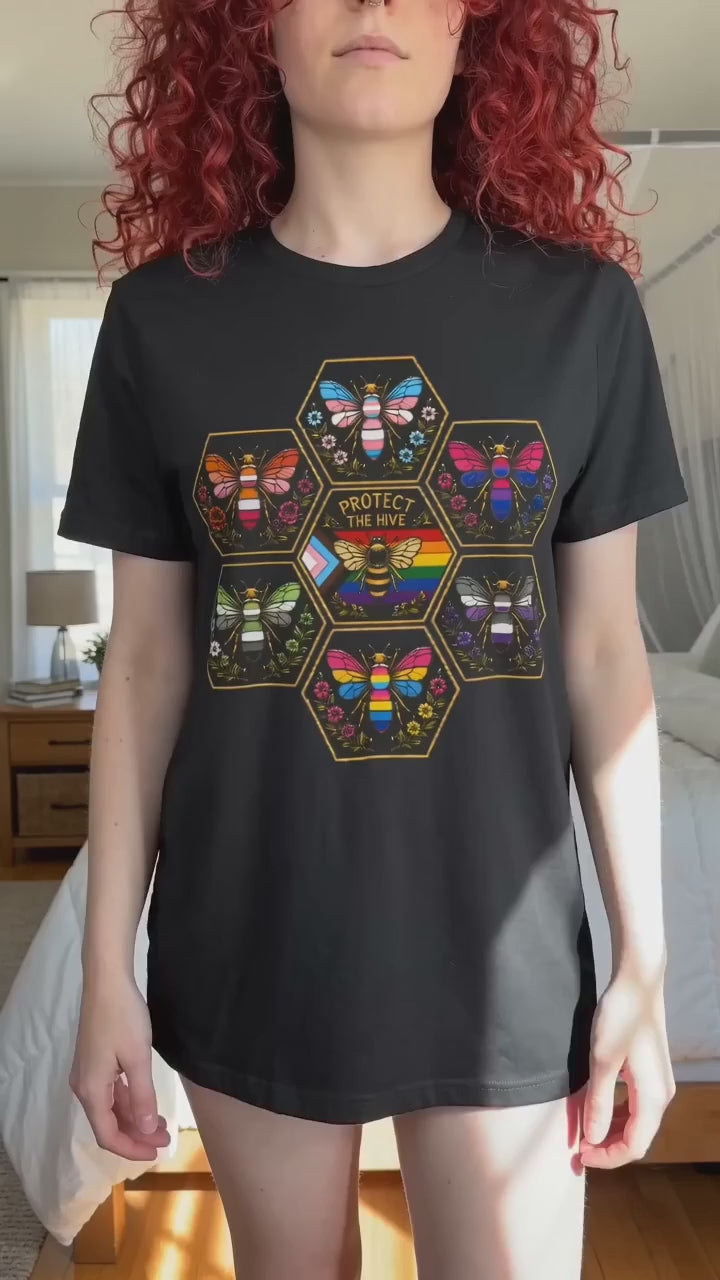 Protect the Hive Pride Shirt, LGBTQ Bee T Shirt, Queer Community Tee, Nature Inspired Pride Apparel, Pride Gift